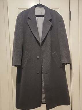 Men's 48R Andrew Fezza Dark Gray Cashmere Long Heavy Overcoat